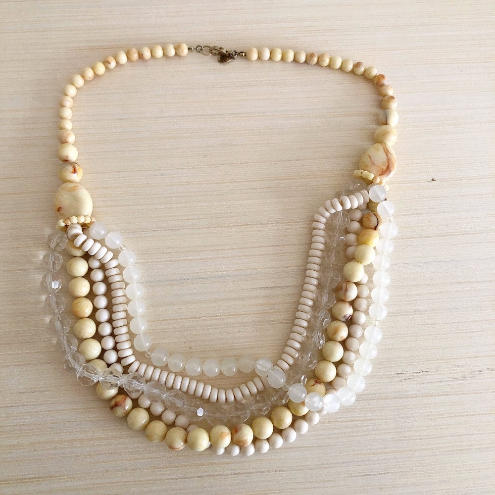 Anthropologie White Plastic Bead Necklace